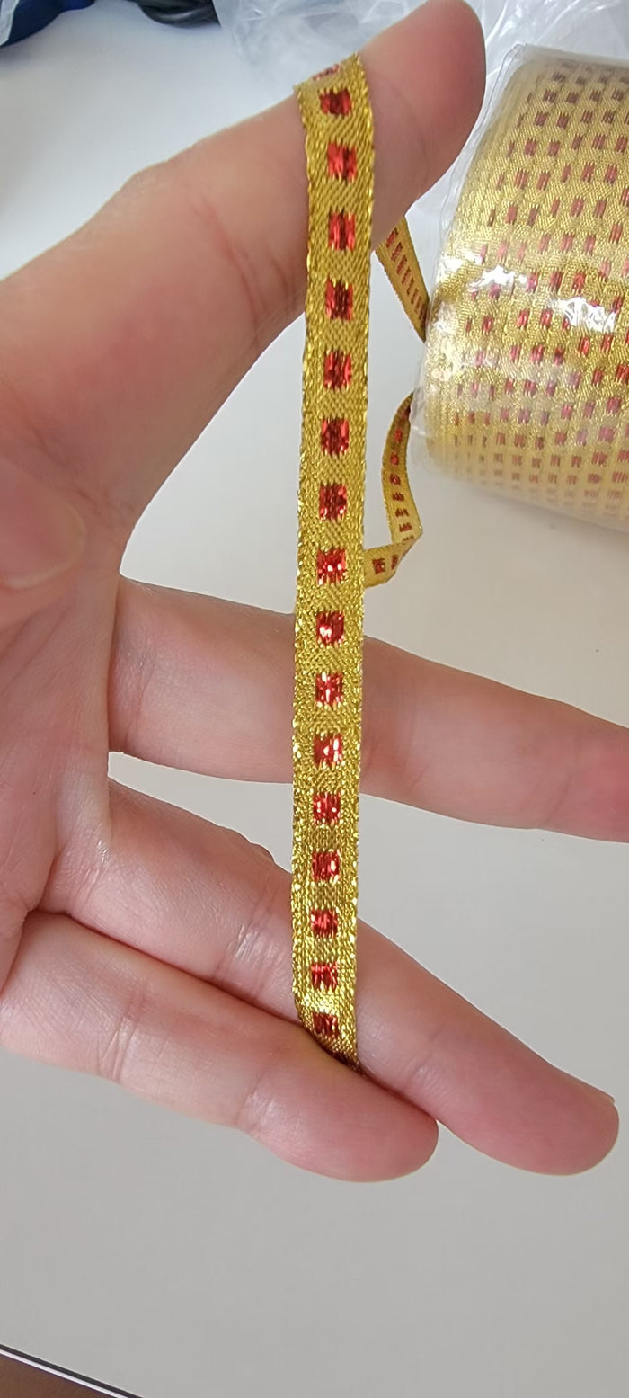85meters Gold glitter knitted ribbon 10mm Braided Lace Wedding DIY Clothes Craft Accessories Wrapping ribbon