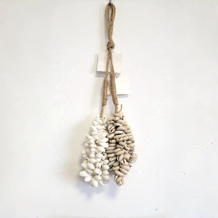 Handmade Cowrie Shell Tassel Wall Hanging | Neutral Boho Coastal Decor