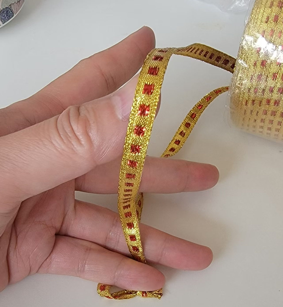 85meters Gold glitter knitted ribbon 10mm Braided Lace Wedding DIY Clothes Craft Accessories Wrapping ribbon