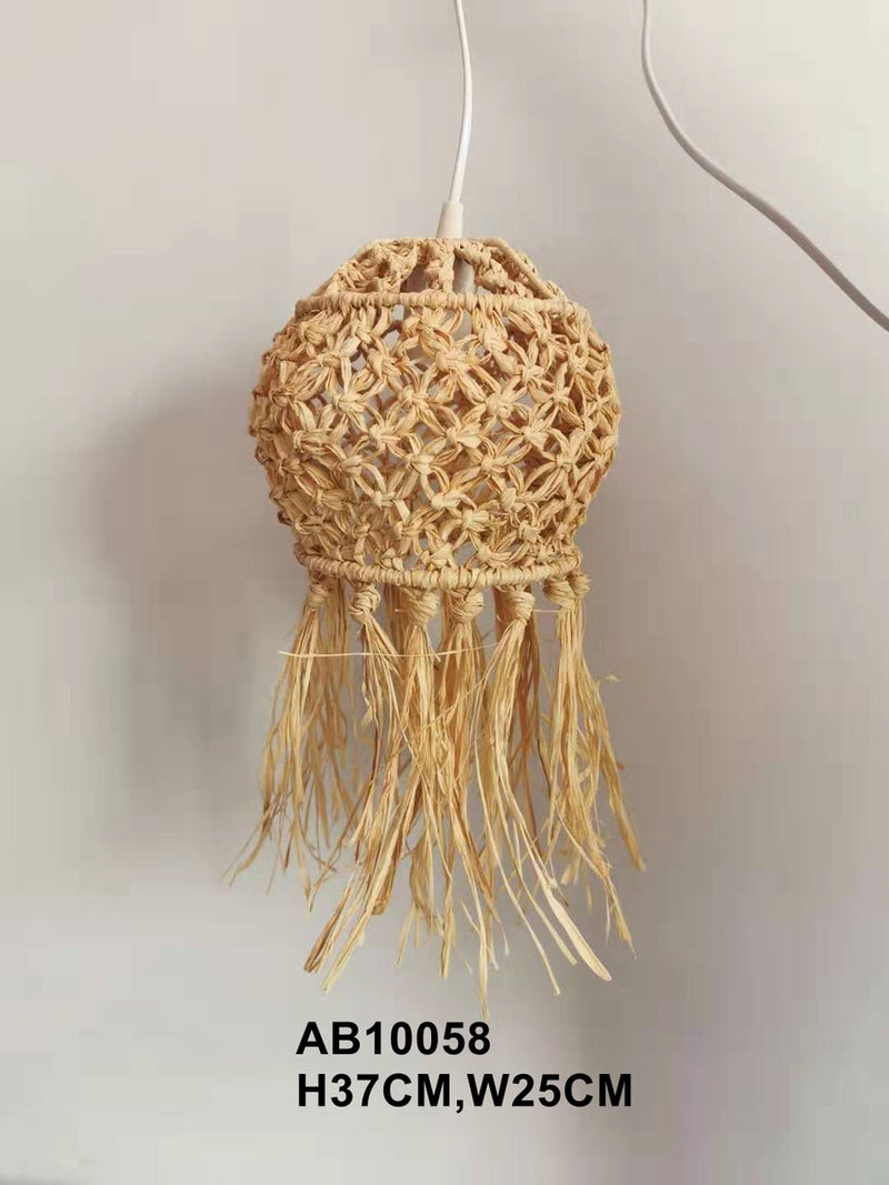 Free shipping Macrame lampshade RAFFIA YARNS-NATURAL MATERIAL handmade-RAFFIA DECORATION