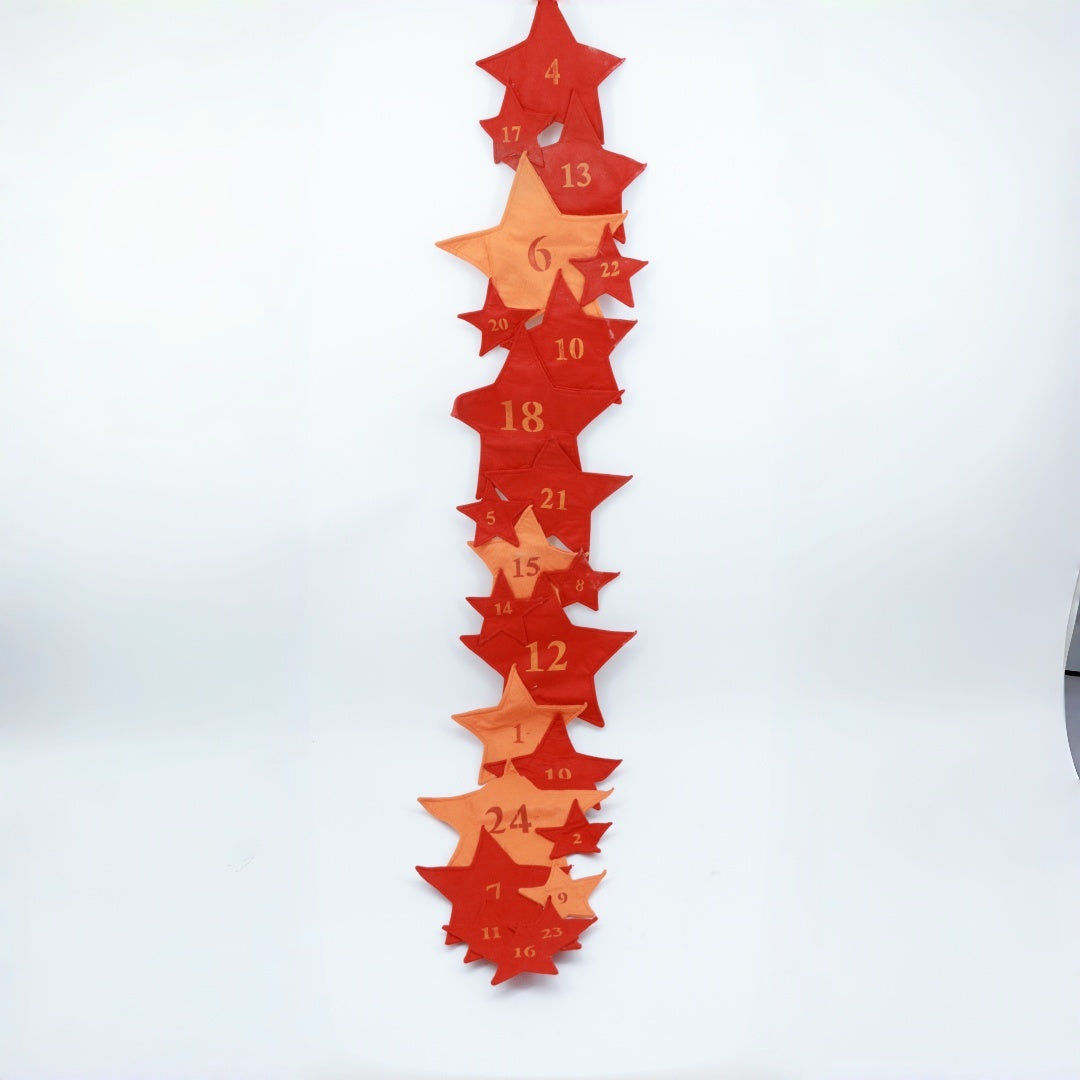 Fabric Star Advent Calendar Christmas Countdown Decoration 1-24 for Festive Home & Holiday Season