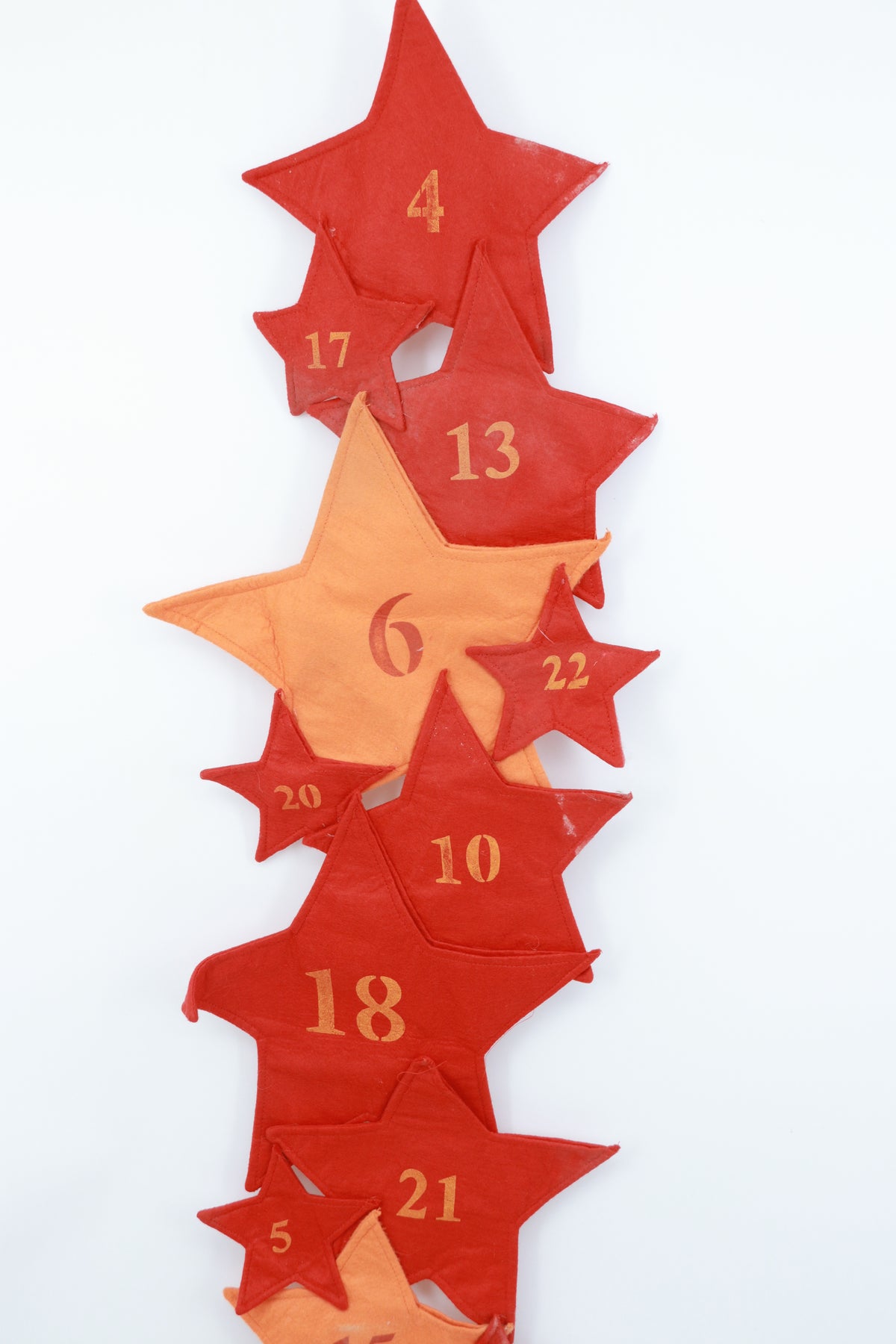 Fabric Star Advent Calendar Christmas Countdown Decoration 1-24 for Festive Home & Holiday Season