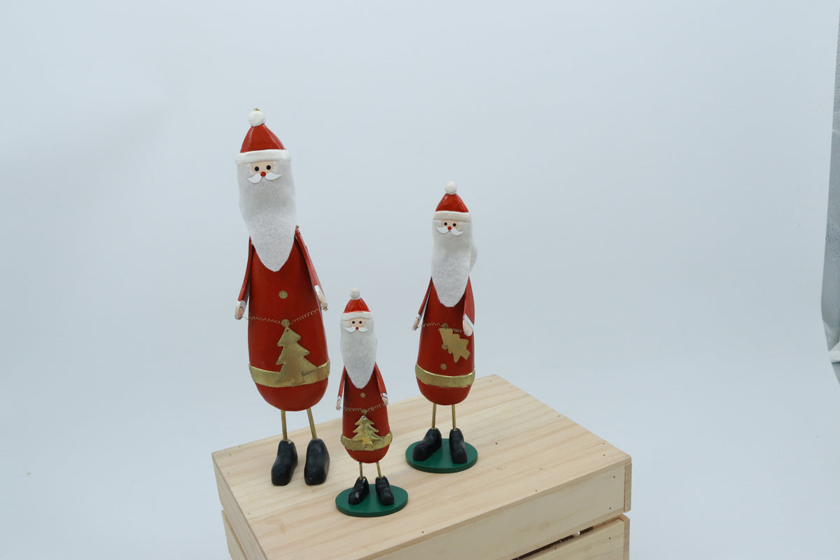 Set of 3 wooden Santa angle & reindeer Figurines - Unique Festive Christmas Decor for Home & Holiday Display