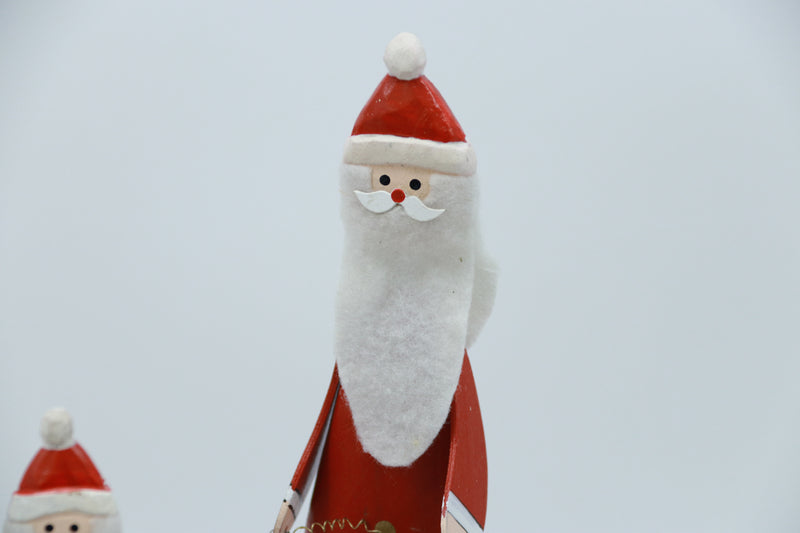 Set of 3 wooden Santa angle & reindeer Figurines - Unique Festive Christmas Decor for Home & Holiday Display