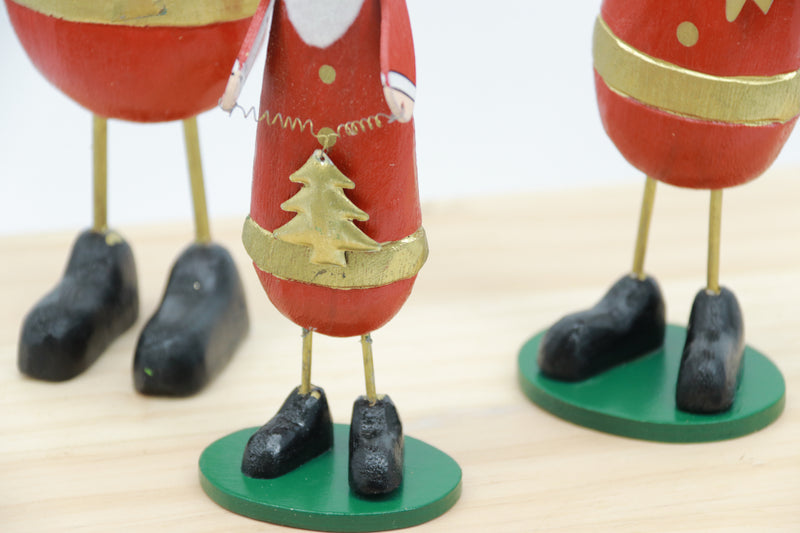Set of 3 wooden Santa angle & reindeer Figurines - Unique Festive Christmas Decor for Home & Holiday Display