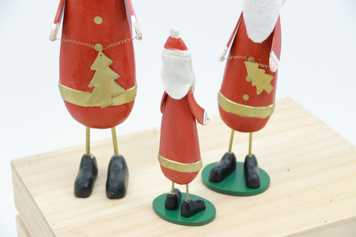 Set of 3 wooden Santa angle & reindeer Figurines - Unique Festive Christmas Decor for Home & Holiday Display