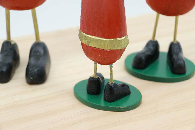 Set of 3 wooden Santa angle & reindeer Figurines - Unique Festive Christmas Decor for Home & Holiday Display