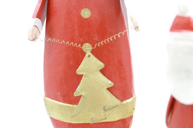 Set of 3 wooden Santa angle & reindeer Figurines - Unique Festive Christmas Decor for Home & Holiday Display