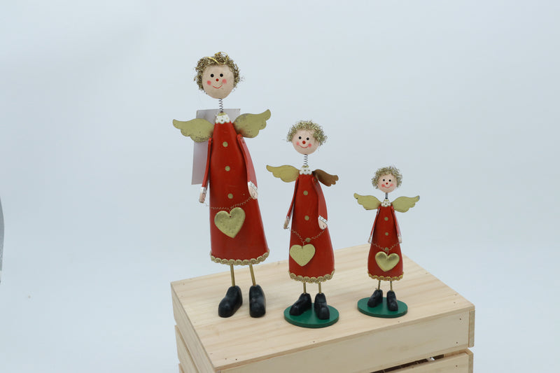 Set of 3 wooden Santa angle & reindeer Figurines - Unique Festive Christmas Decor for Home & Holiday Display