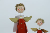 Set of 3 wooden Santa angle & reindeer Figurines - Unique Festive Christmas Decor for Home & Holiday Display