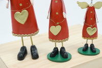 Set of 3 wooden Santa angle & reindeer Figurines - Unique Festive Christmas Decor for Home & Holiday Display
