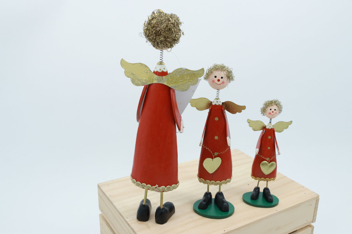Set of 3 wooden Santa angle & reindeer Figurines - Unique Festive Christmas Decor for Home & Holiday Display