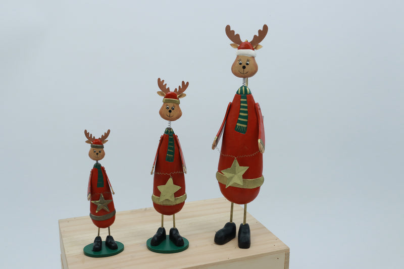 Set of 3 wooden Santa angle & reindeer Figurines - Unique Festive Christmas Decor for Home & Holiday Display