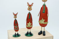 Set of 3 wooden Santa angle & reindeer Figurines - Unique Festive Christmas Decor for Home & Holiday Display