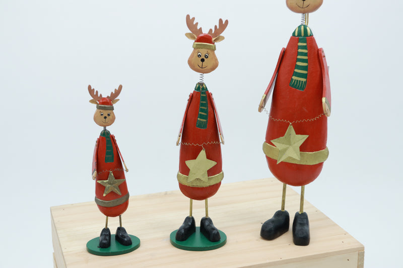 Set of 3 wooden Santa angle & reindeer Figurines - Unique Festive Christmas Decor for Home & Holiday Display