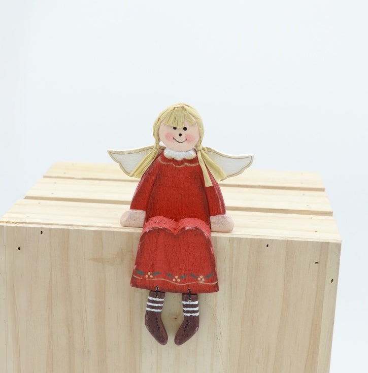 2pc/packet Cute Handcrafted Wooden Christmas Angel with Retro Design - Perfect for Christmas Home Decor & Gifting Schutzengel