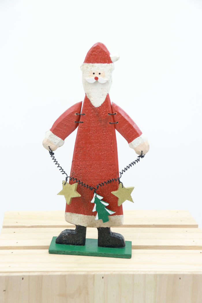 Rustic Wooden Santa Claus Figurine Christmas Decor Ornament CHRISTMAS GIFT ITEMS  Rustic Wooden Santa Claus Figurine with Star Christmas Tree Garland Christmas Decor Ornament CHRISTMAS GIFT ITEMS FIREPLACE DECOR  CHRISTMAS WINDOW SILL DECOR